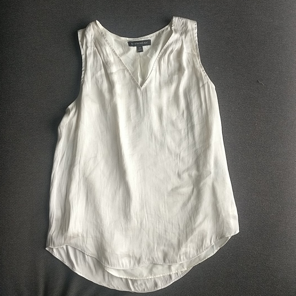 Ivory Satin Shell (V Neck) Business Casual